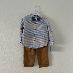 Boys Stripped Button Down & Khaki Pants Set